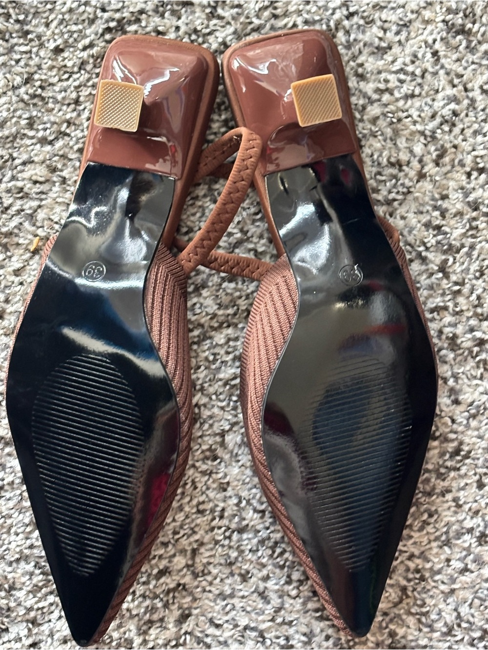 Pointed Toe Brown Slip-On Mules with Braided Strap - Picture 4 of 4